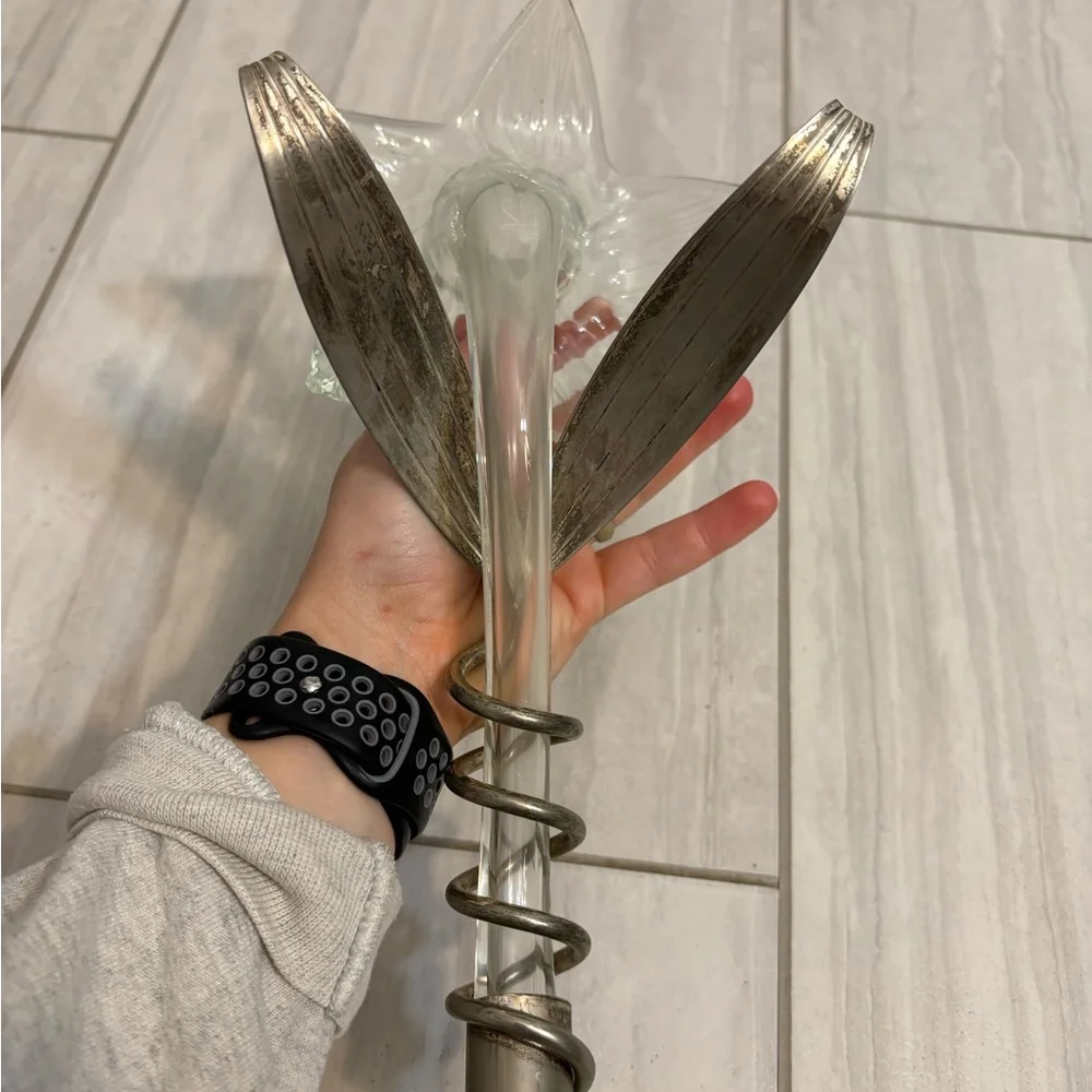 Art Deco Silver Plated Flower Vase With Metal Holder